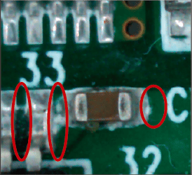 基板検査の欠陥検出例:位置ずれ