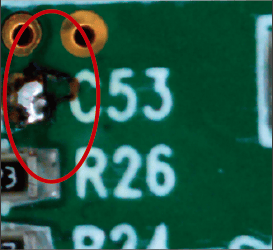基板検査の欠陥検出例:焼き焦げ