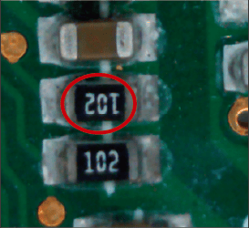 基板検査の欠陥検出例:抵抗反転