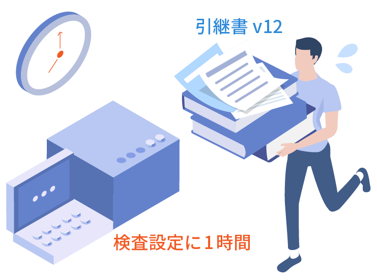 検査設定に1時間