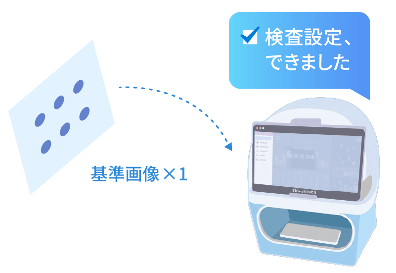 基準画像1枚で、検査装置が「検査設定できました」